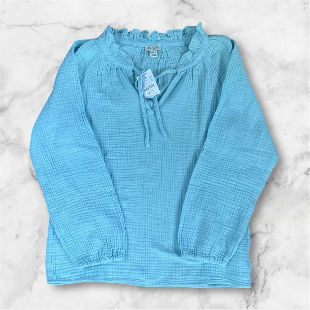 J. Crew Factory Gauze Tie-neck Top